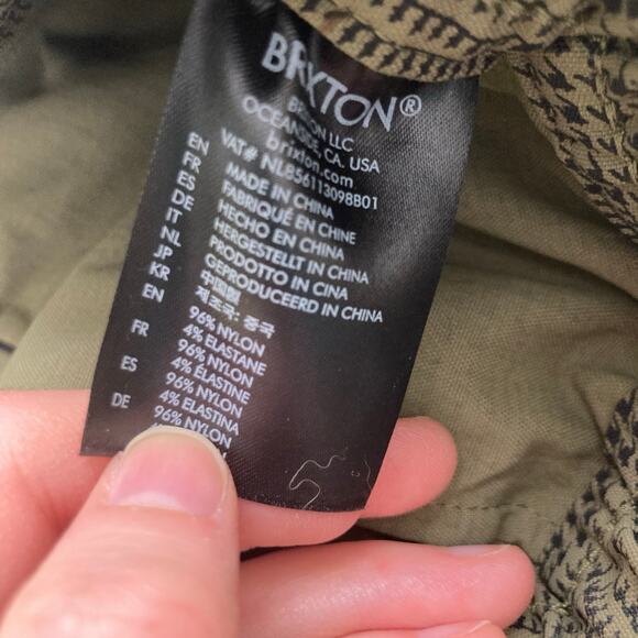 NWT Brixton Mens M Choice E-Waist Taper-X Olive Green Plaid Taper Pants Utility - Picture 9 of 13